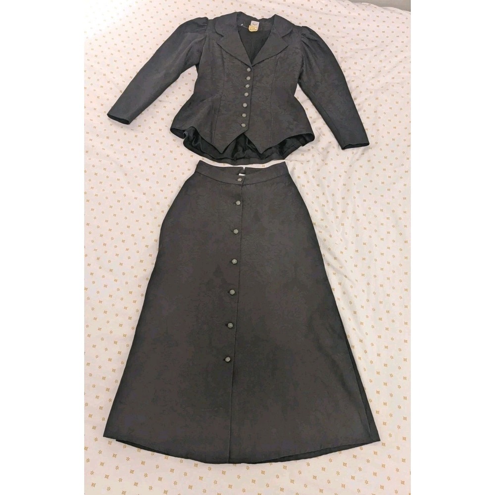 Wah Maker Jacquard Peplum Victorian Western Blazer Jacket Riding Skirt Size 6 - Picture 2 of 16